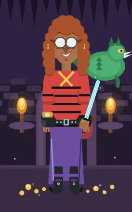 A Dopami avatar wearing unlocked cosmetics