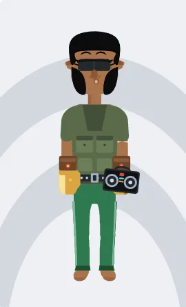 A Dopami avatar wearing unlocked cosmetics