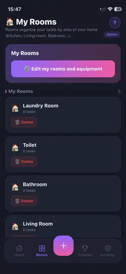 Rooms screen